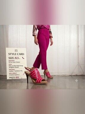 GX by Gwen Stefani red and pink strappy peep-toe Size 8.5 NIB.